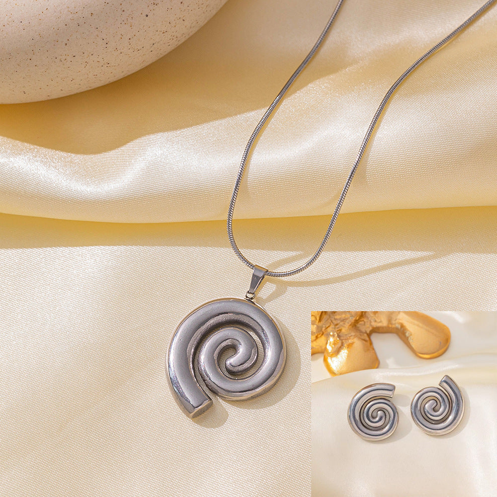 طقم مجوهرات نسائي من الستانلس ستيل مع أقراط