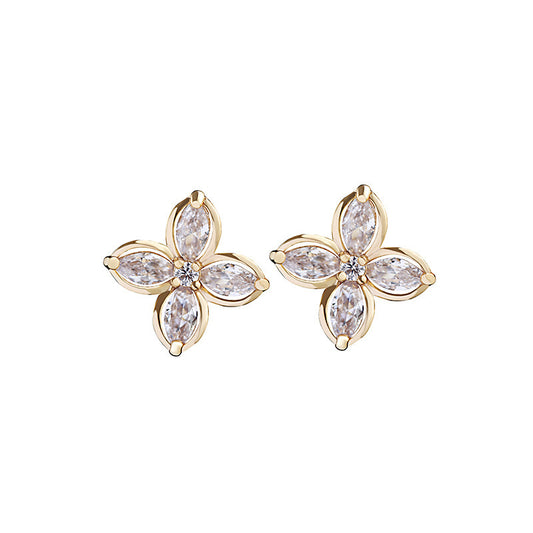 Simple Ladies Clip Earrings Personality Four-leaf Flower