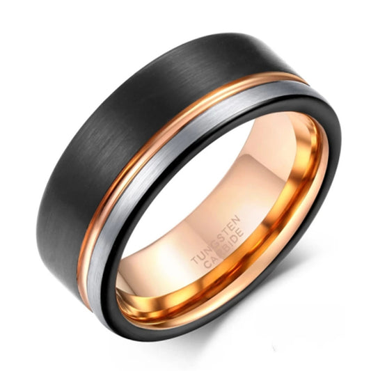 Tungsten Ring Fashion Colorblock Rose Gold Plated