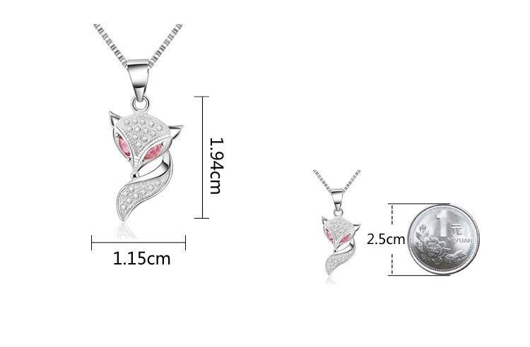 925 Sterling Silver Genuine Micro Inlaid Zircon Fox Pendant