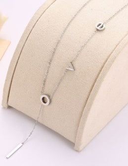 Women's alphabet titanium steel necklace