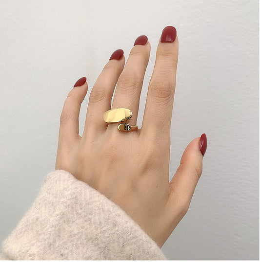 Titanium steel gold index finger ring