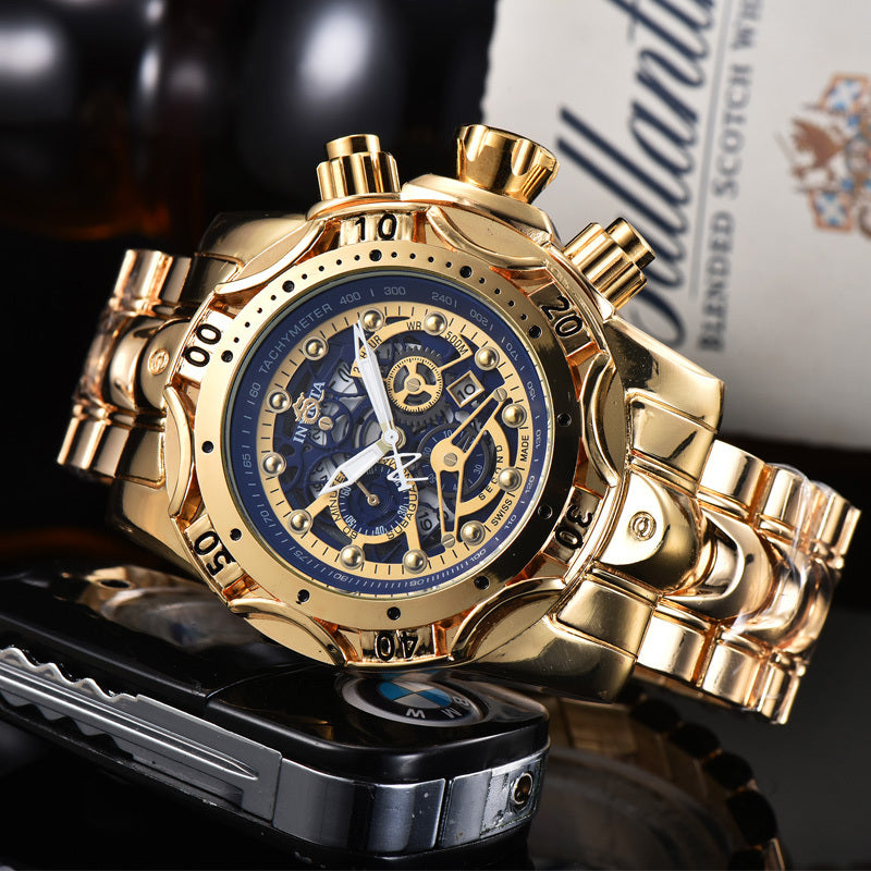 Quarzuhr mit hohlem Zifferblatt und Stahlarmband