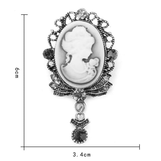 Retro Palace Brooch Female Brooch Female Anti Light European And American Fashion Beauty Head Picture Windbreaker Badge Pin Collar Pin Buckle