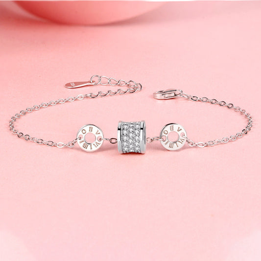 Elaine Jewelry S925 Small Waist Sterling Silver Bracelet Fashion Diamond Bracelet Japan And South Korea Jewelry Girlfriend Gift