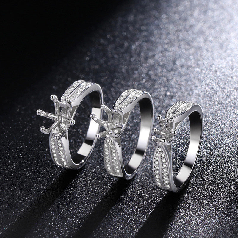 S925 Sterling Silver Micro-inlaid One-carat Moissanite Ring