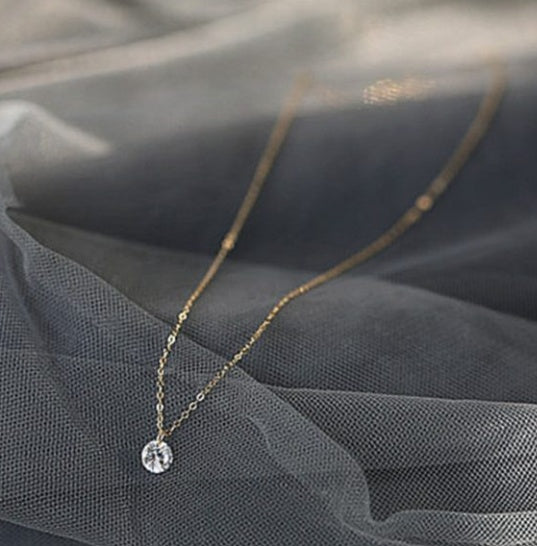 S925 Silver Necklace Pendant Female Diamond Necklace Simple Short Clavicle Chain