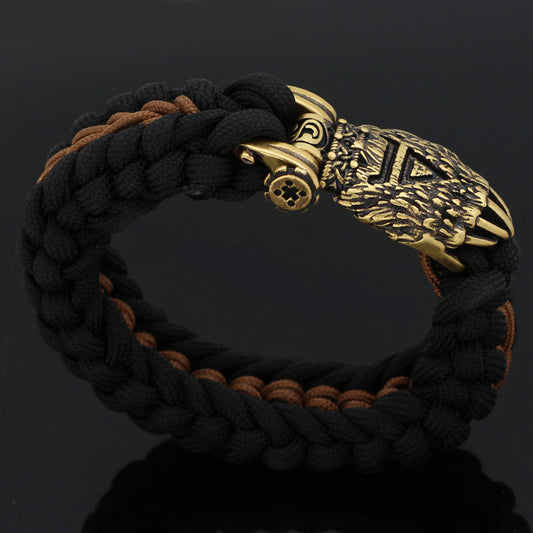 Nordic New Hand Woven Bracelet Brown Thread Viking Bear Claw