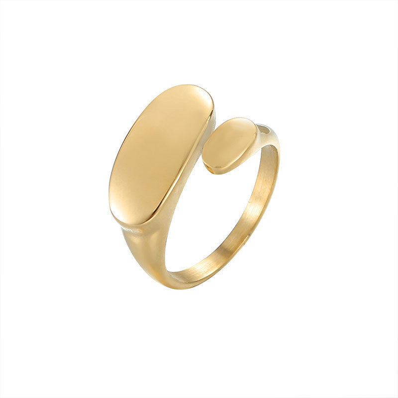 Women's 18K Gold-plated Titanium Oval Polished Ring