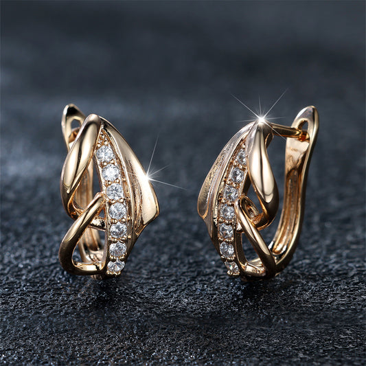 Round White Diamond Arrow Minimalist Niche Light Luxury Elegant Ear Clip