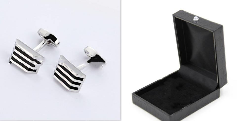 أزرار أكمام قميص رجالي من الأوبال الأسود الفاخر