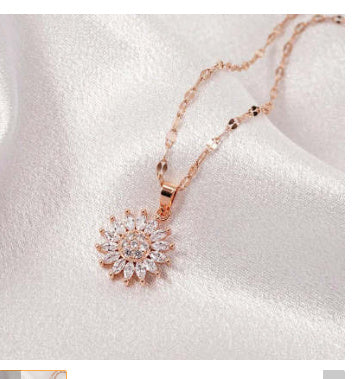 Double-layer Rotatable Sunflower Necklace Jewelry