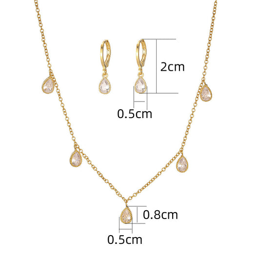 Special Interest Light Luxury Micro-inlaid AAA Zircon Earrings Necklace Set Women's Accessories