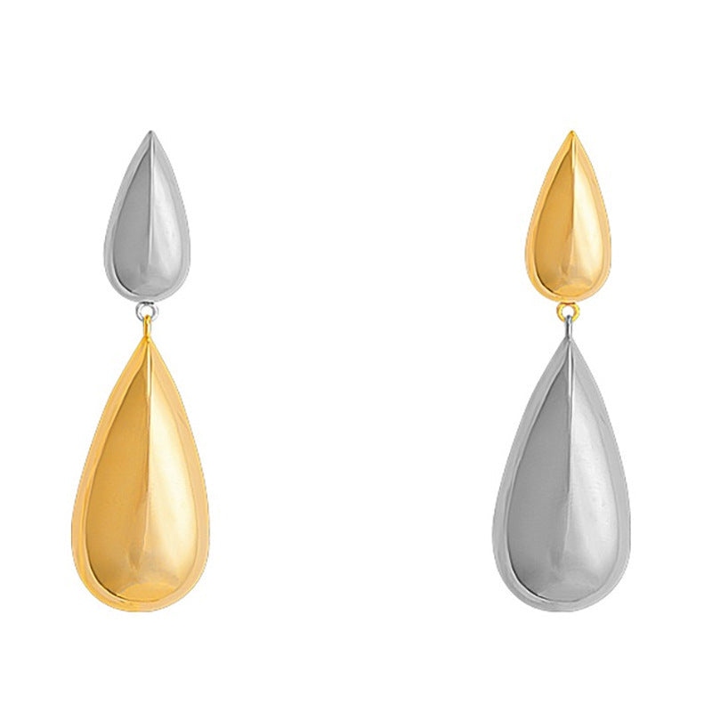 Contrast Color Glossy Water Drop Asymmetric Earrings