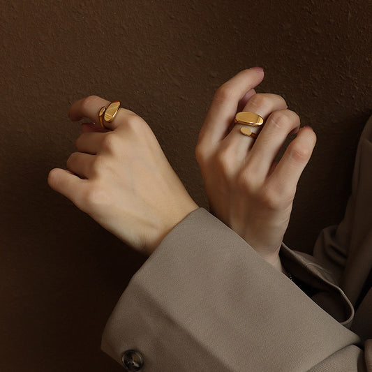 Women's 18K Gold-plated Titanium Oval Polished Ring