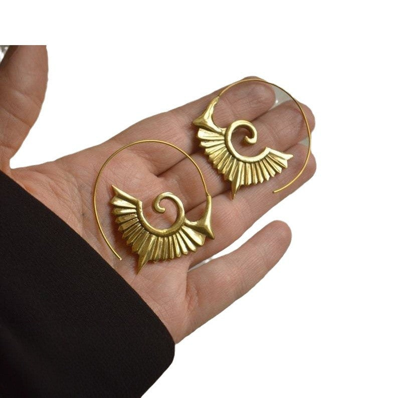 Xingyang Uraltes Maya-Stammsymbol Gott Vogel Großer Anhänger Ohrringe