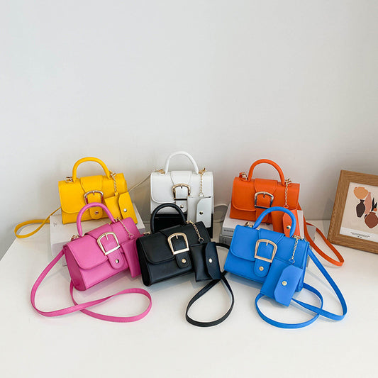 Candy Color Small Square Simple Retro Handbag