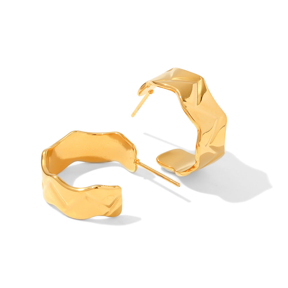 INS Style 18K Gold-plated Stainless Steel Irregular Width High Polishing