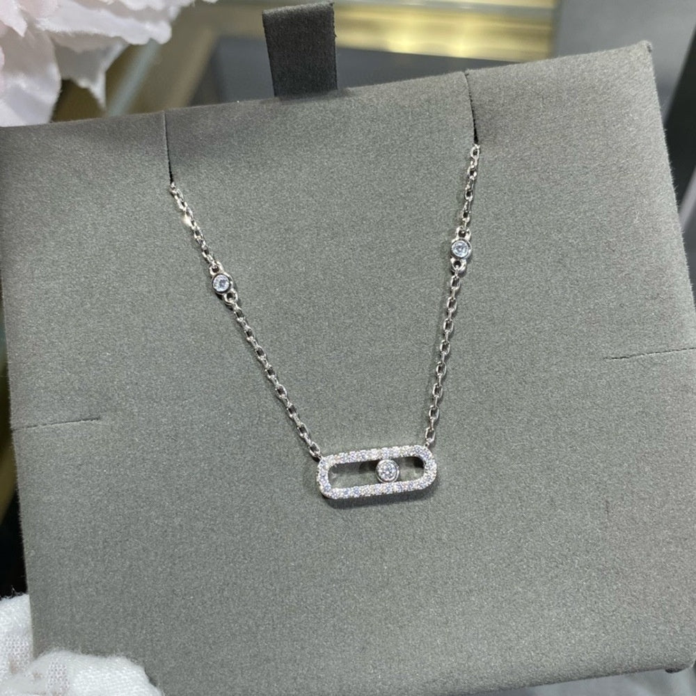 Rose Gold Simple Mobile Single Diamond Full Diamond Necklace