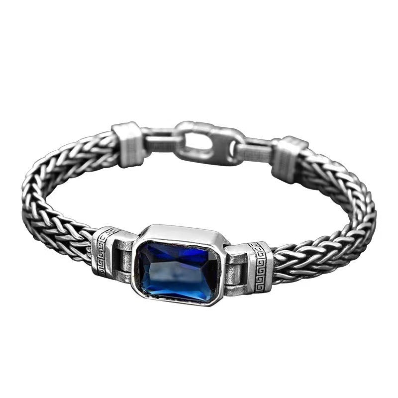 سوار رجالي منسوج من الفضة التبتية العتيقة