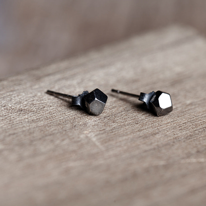 Oxidation Schwarz Mode Dreidimensionale Geometrische Ohrringe