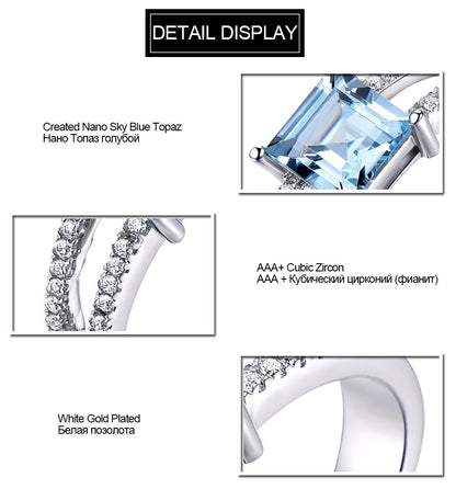 925 Sterling Silver Sky Blue Topaz Ring Female Small Jewelry