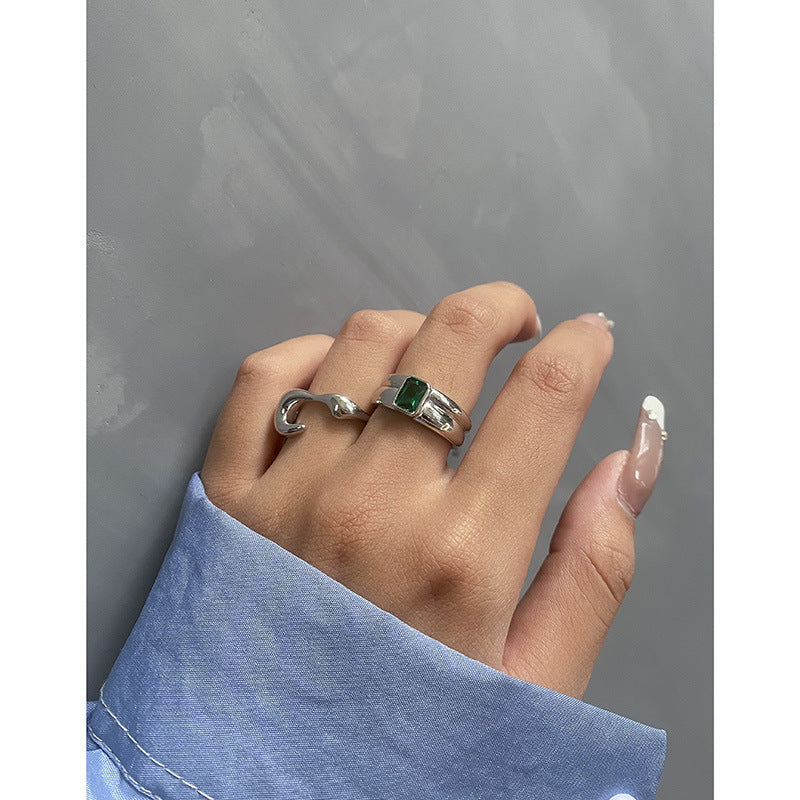 All-match Micro Inlaid Zircon Textured Sterling Silver Ring