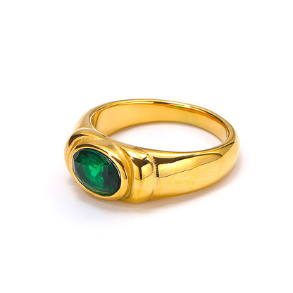 Retro Style Black Green Zircon Fashion Female Ring