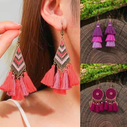 Vintage Bohemian Style Hand-woven Tassel Earrings