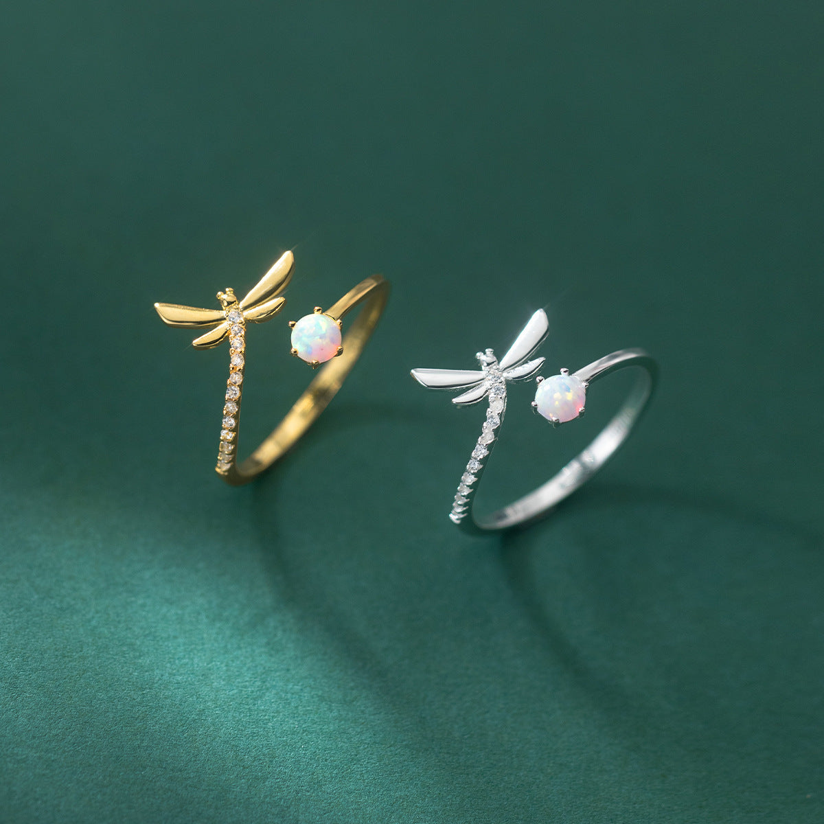 925 Silber Opal Gang Bohrer Libelle Ring Einfache Und Frische Süße Süße Armband