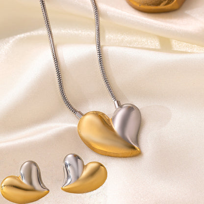 طقم مجوهرات نسائي من الستانلس ستيل مع أقراط