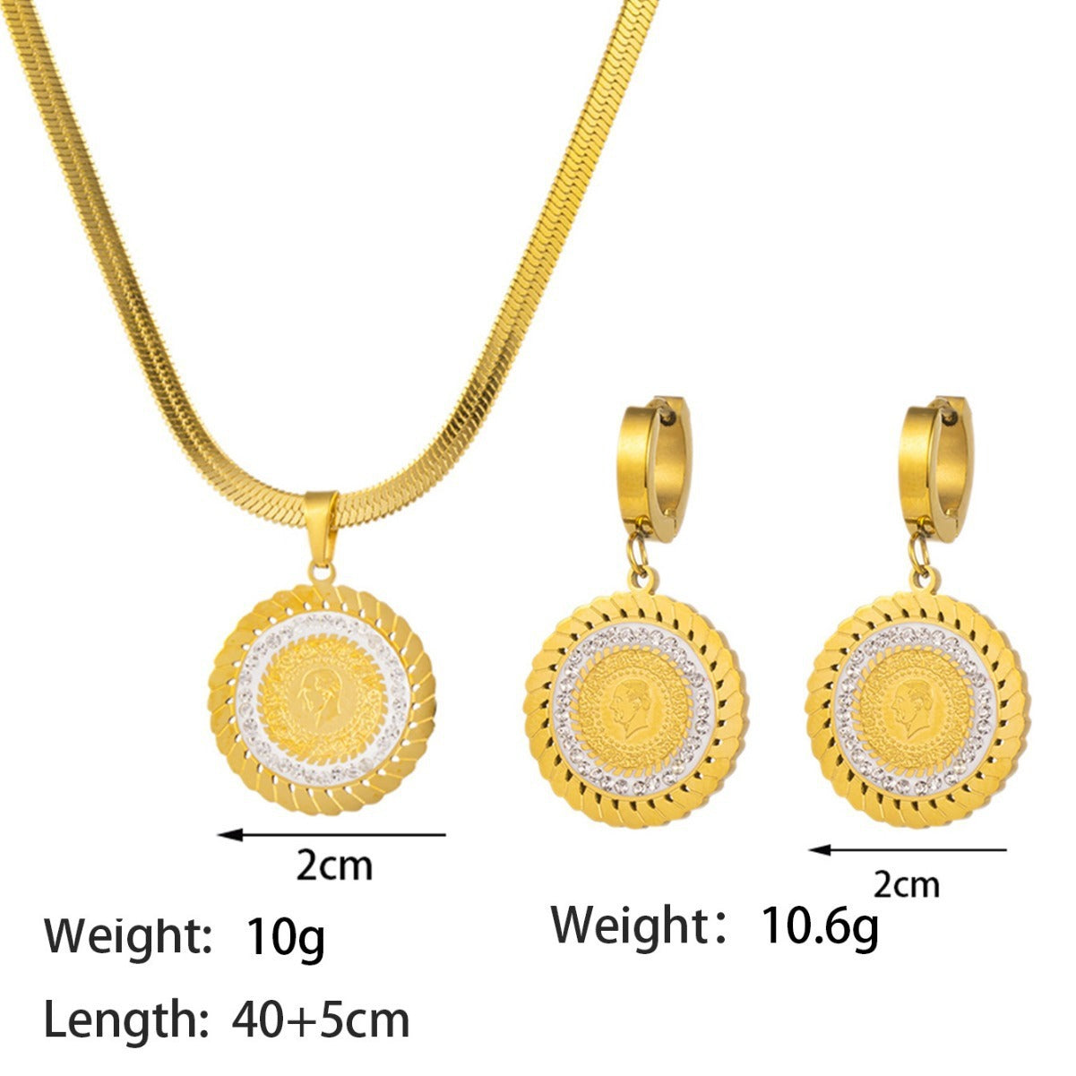 طقم مجوهرات نسائي من الستانلس ستيل مع أقراط