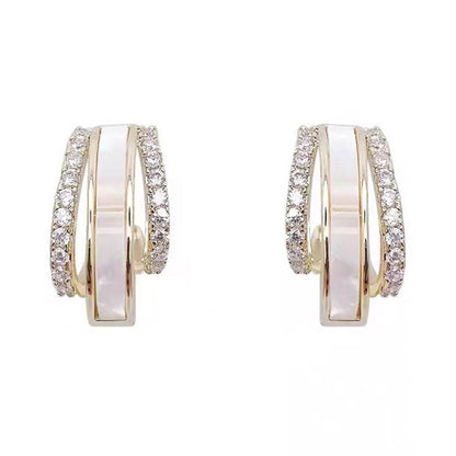 Double Circle Shell Delicate Earrings