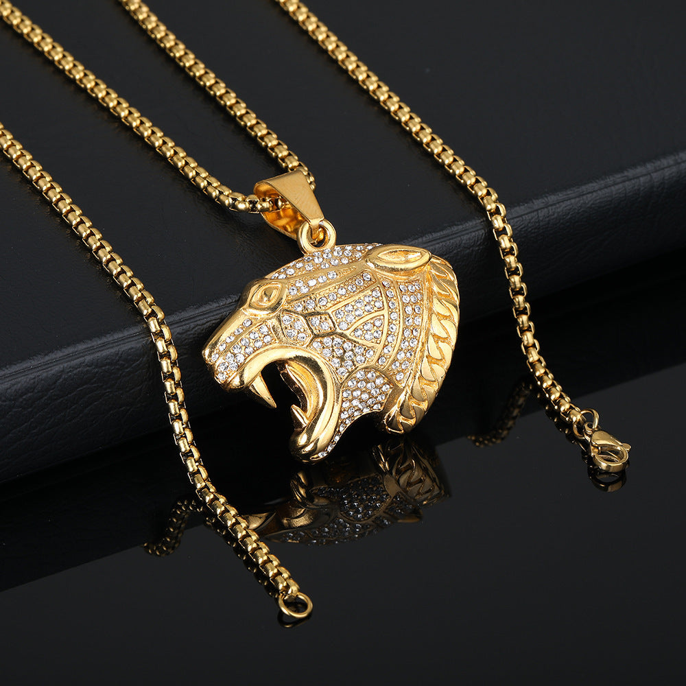 Leopard Head Pendant Stainless Steel Vacuum Plating