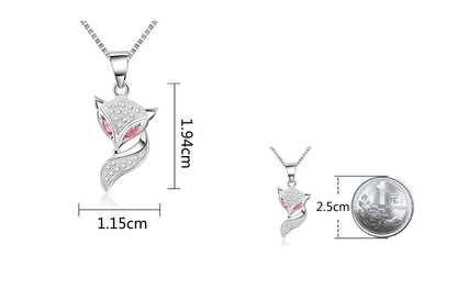 925 Sterling Silver Genuine Micro Inlaid Zircon Fox Pendant