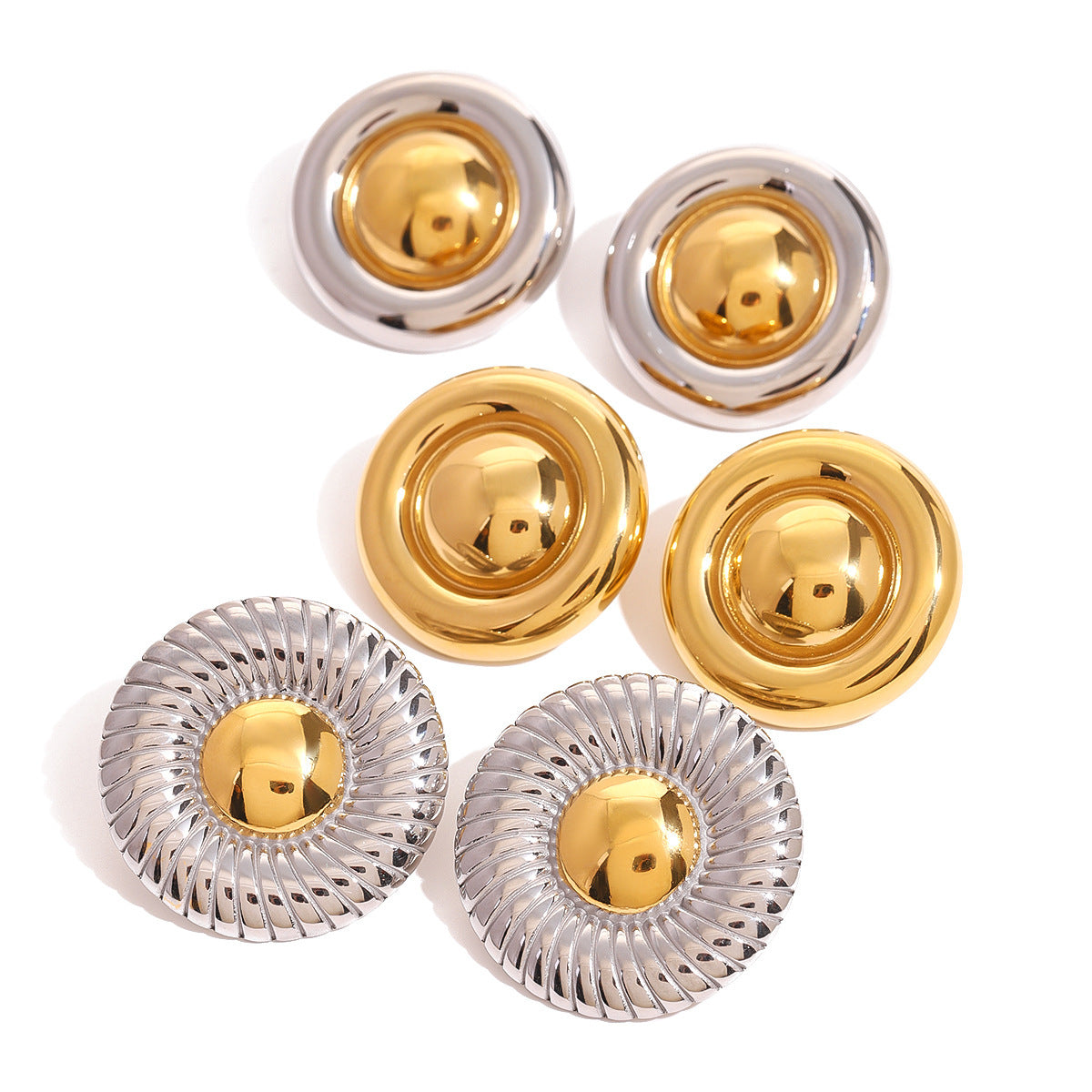 Stainless Steel Exaggerated Threaded Earrings