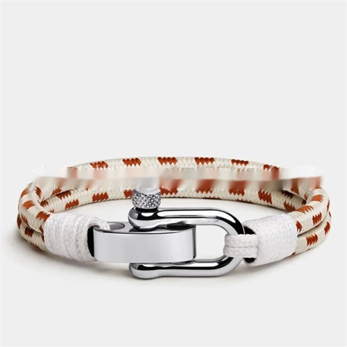 Two-color Woven Rope Bracelet Fashionable Men's Stainless Steel Adjustable