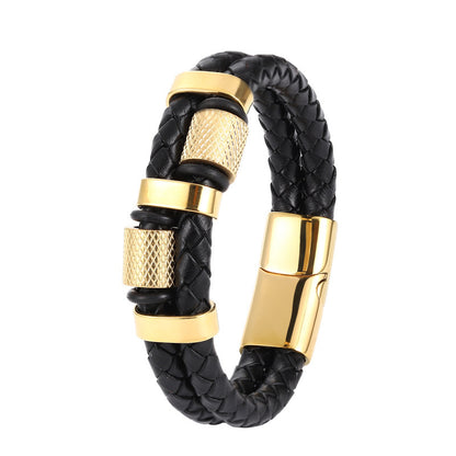 Explosive stainless steel magnet buckle leather bracelet