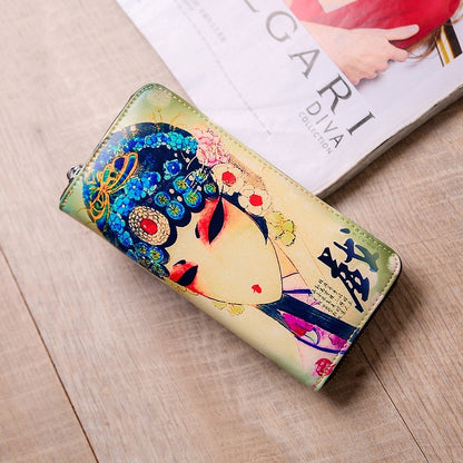 Women's long leather wallet handbags