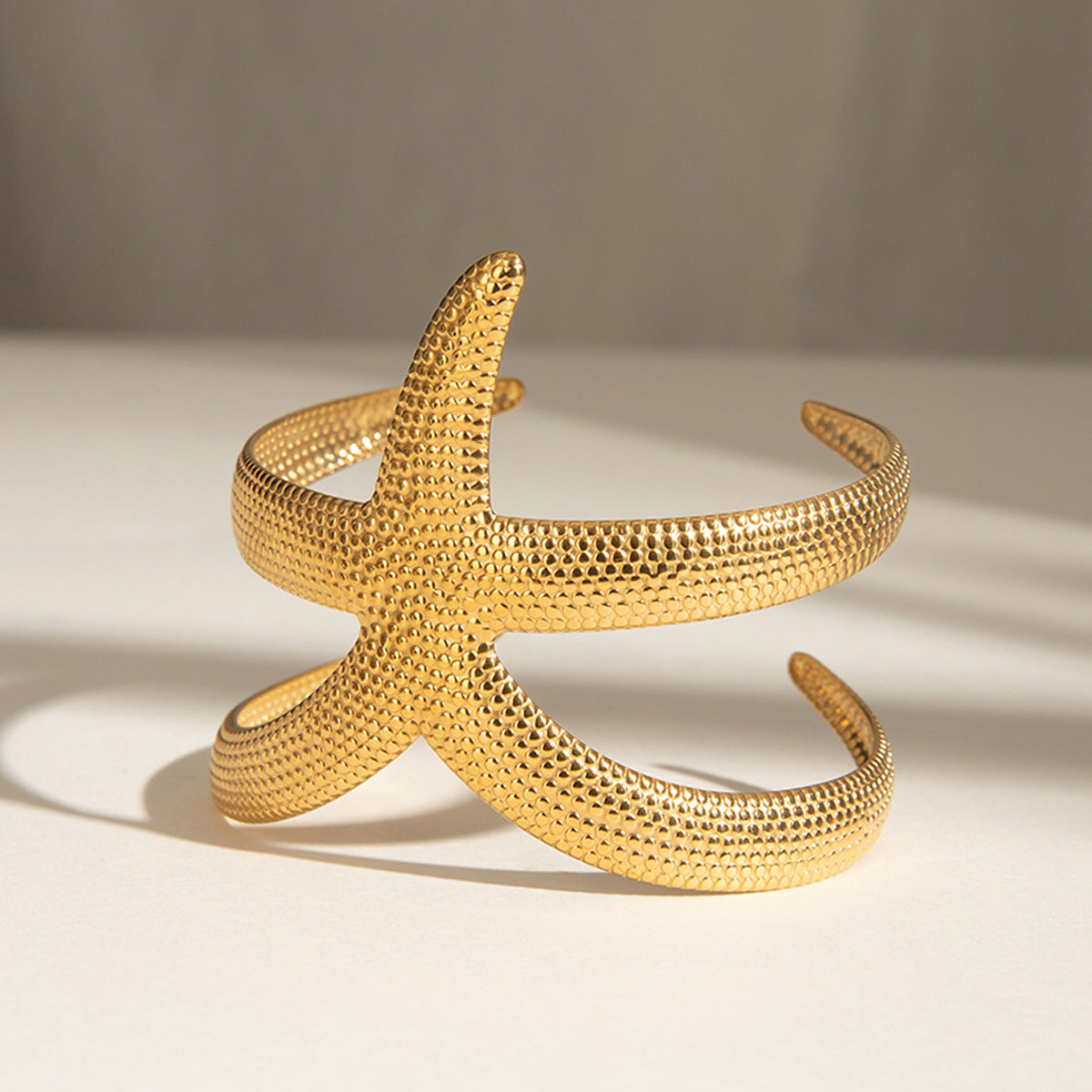 Stainless Steel Hammered Starfish Open-ended Bracelet