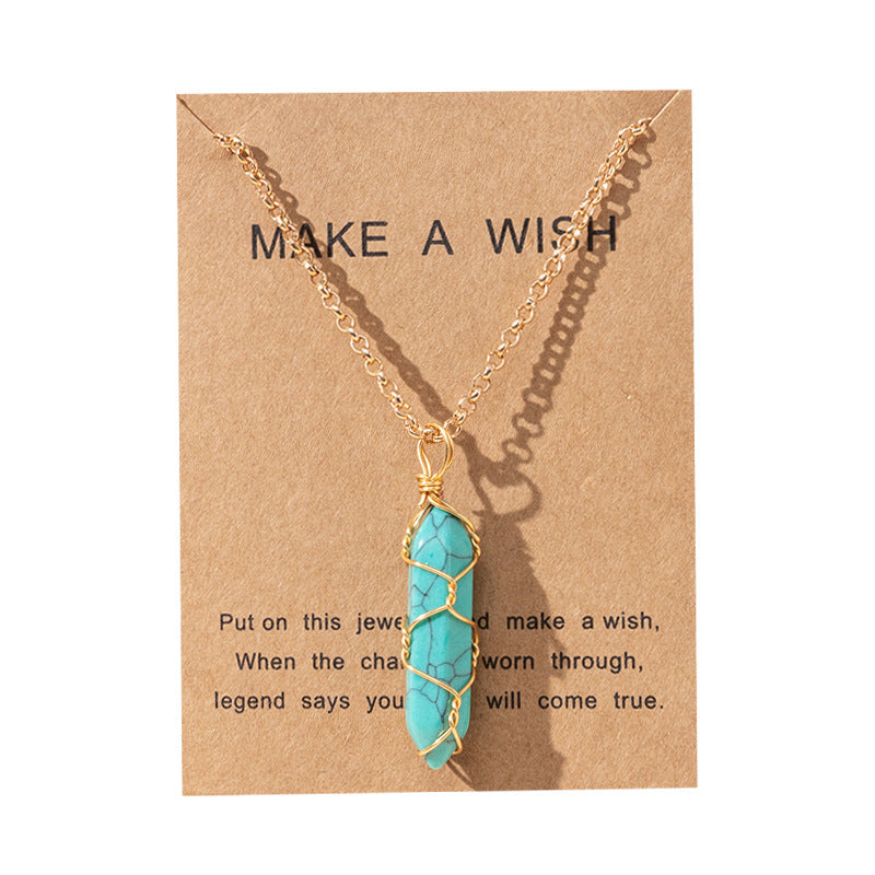 Men's And Women's Fashion Simple Copper Wire Hexagon Prism Necklace