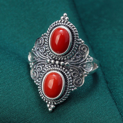 Distressed Adjustable Mouth Ethnic Style Wide Face Ring