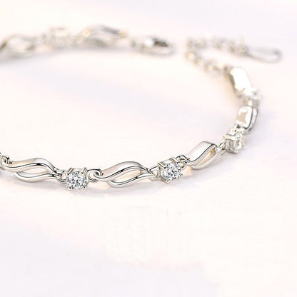 925 Sterling silver crystal love bracelet