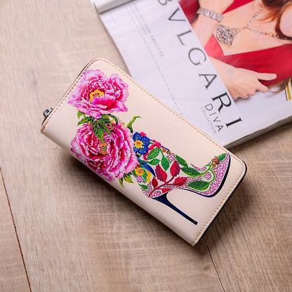 Women's long leather wallet handbags