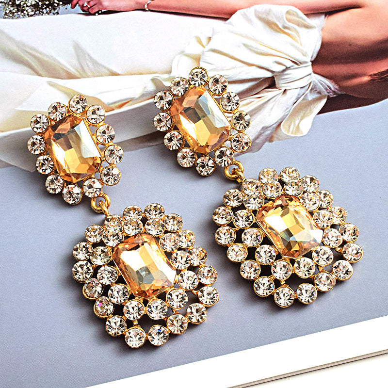 Fashion Earrings Diamond-studded Round Geometric Accessories