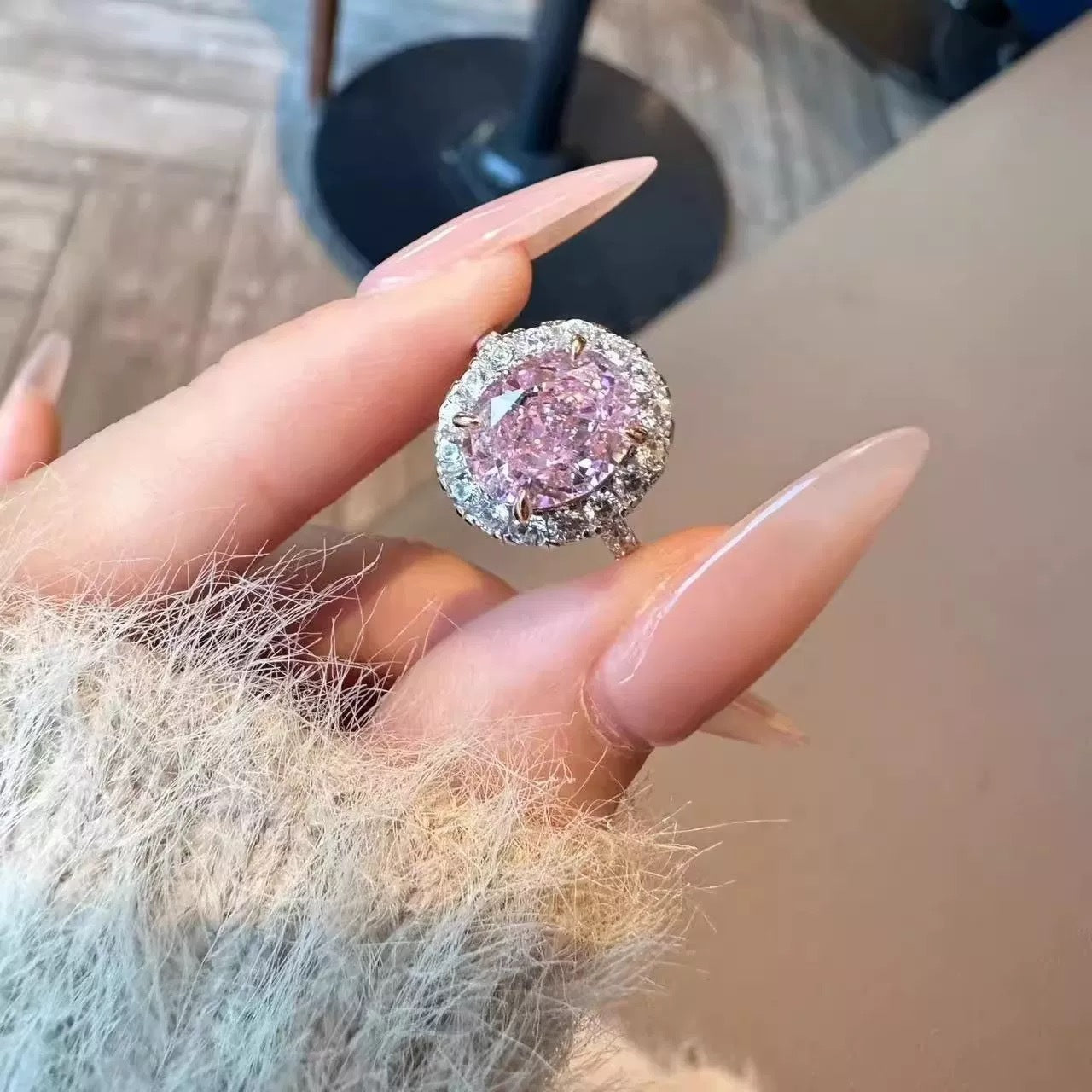 Big Diamond Ring Female Opening Adjustable Tide Little Finger Ring