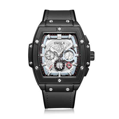 Barrel-shaped multi-function quartz men's watch