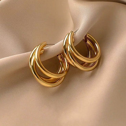 Female 2 Vintage Circle Earrings Special-interest Design Metal Earrings