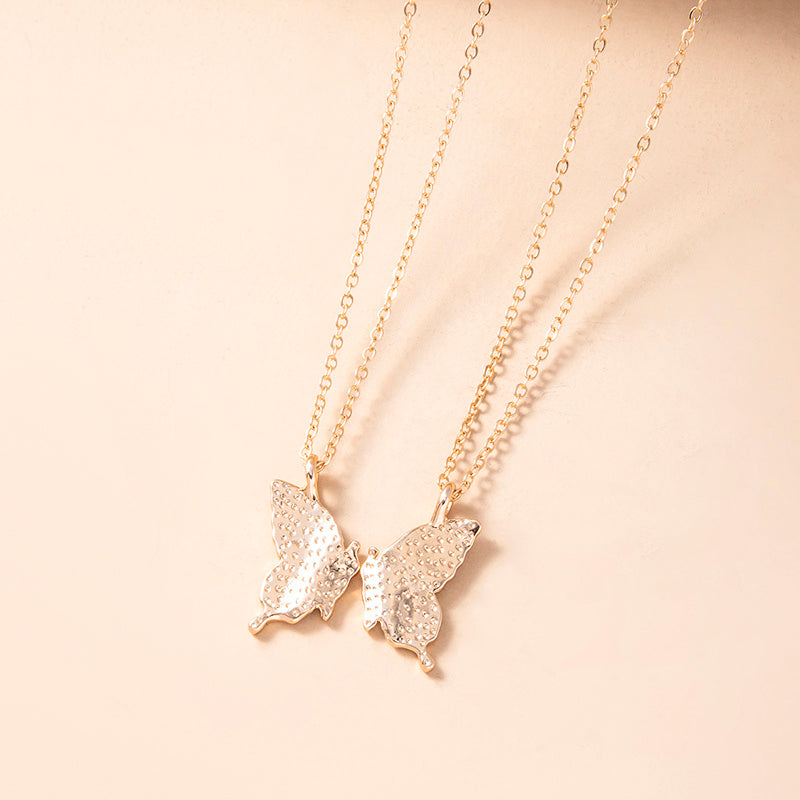 1 Pair Butterfly Pendant Necklace For Women Girls Sisters Friends With Inspirational Friendship Card