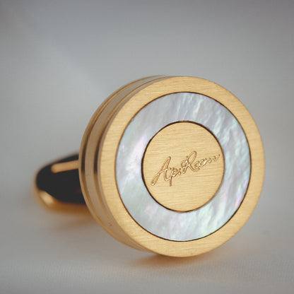 أزرار أكمام رجالية من الذهب والفضة بتصميم صدفي فرنسي مناسب للعمل